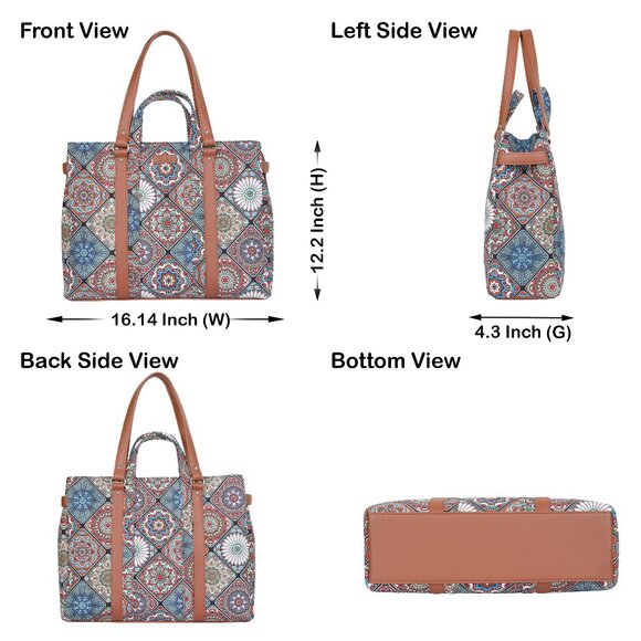 Multicolour Printed Women Tote Bag – Hand Crafted Fabric Handbags, Satchel Purse - Picture 3 of 10